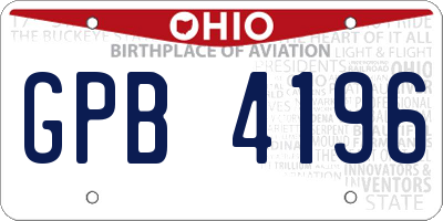 OH license plate GPB4196