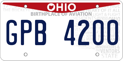 OH license plate GPB4200