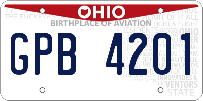 OH license plate GPB4201