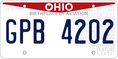 OH license plate GPB4202