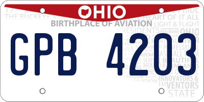 OH license plate GPB4203