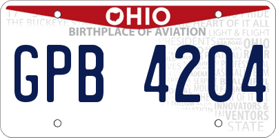 OH license plate GPB4204