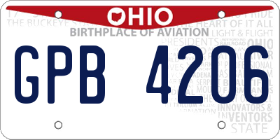 OH license plate GPB4206