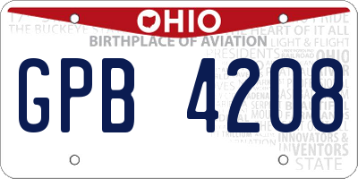OH license plate GPB4208