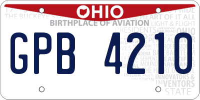 OH license plate GPB4210
