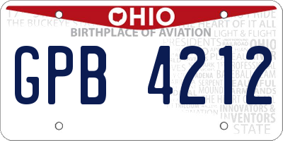 OH license plate GPB4212