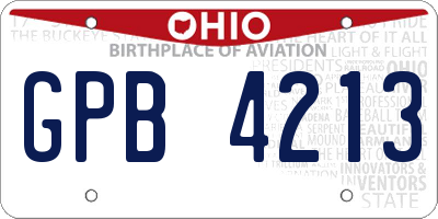 OH license plate GPB4213