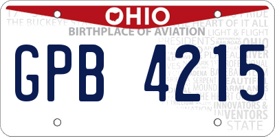 OH license plate GPB4215