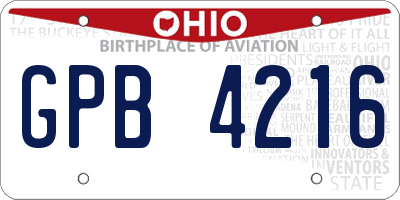 OH license plate GPB4216