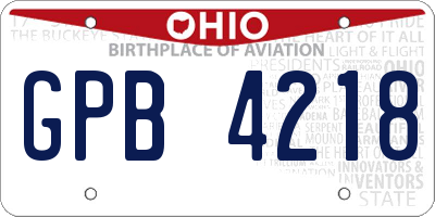 OH license plate GPB4218