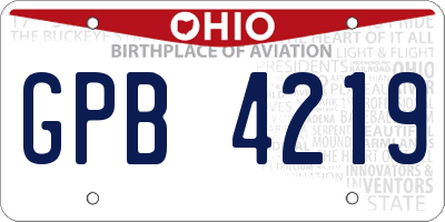 OH license plate GPB4219