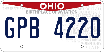OH license plate GPB4220