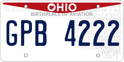 OH license plate GPB4222