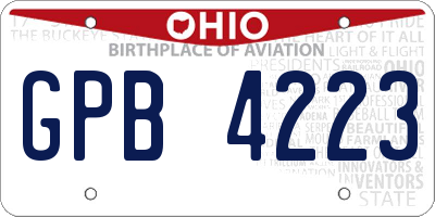OH license plate GPB4223