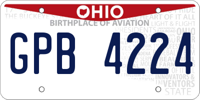 OH license plate GPB4224