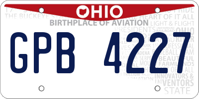 OH license plate GPB4227