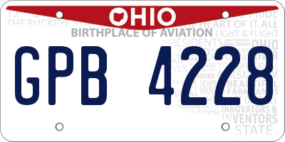 OH license plate GPB4228