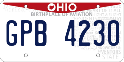OH license plate GPB4230