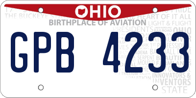OH license plate GPB4233