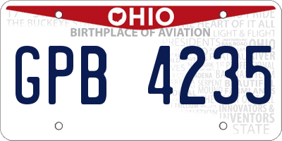 OH license plate GPB4235