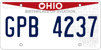 OH license plate GPB4237