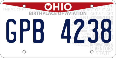 OH license plate GPB4238