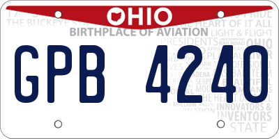 OH license plate GPB4240