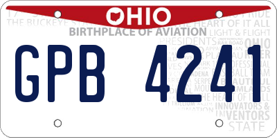 OH license plate GPB4241