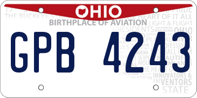 OH license plate GPB4243