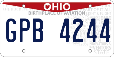 OH license plate GPB4244