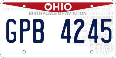 OH license plate GPB4245
