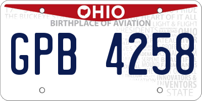 OH license plate GPB4258