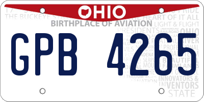 OH license plate GPB4265