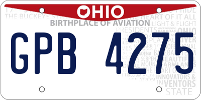 OH license plate GPB4275