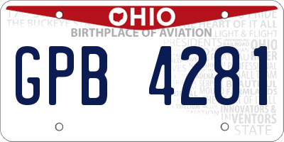 OH license plate GPB4281