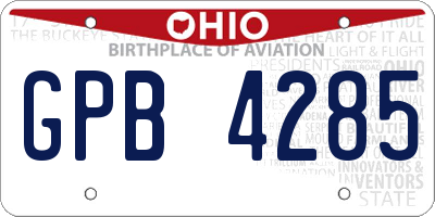 OH license plate GPB4285