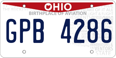 OH license plate GPB4286