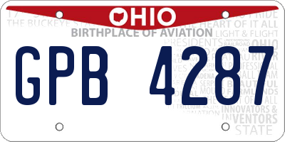 OH license plate GPB4287
