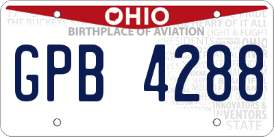 OH license plate GPB4288
