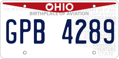 OH license plate GPB4289