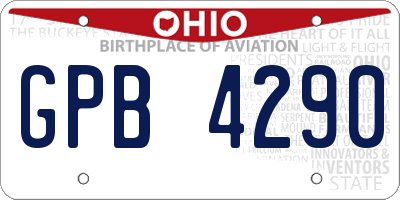 OH license plate GPB4290
