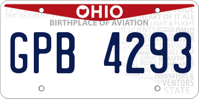 OH license plate GPB4293