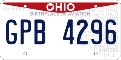 OH license plate GPB4296