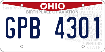 OH license plate GPB4301