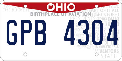 OH license plate GPB4304
