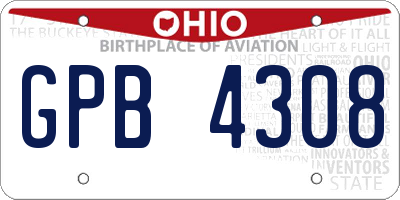 OH license plate GPB4308