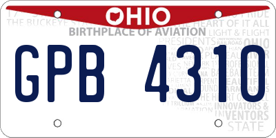 OH license plate GPB4310