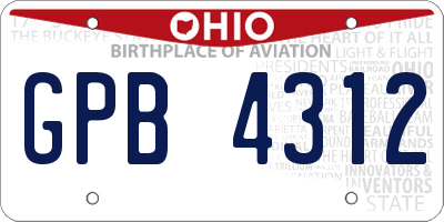 OH license plate GPB4312