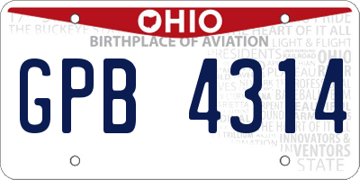 OH license plate GPB4314