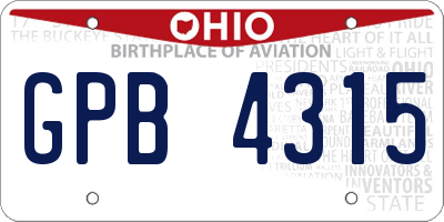 OH license plate GPB4315